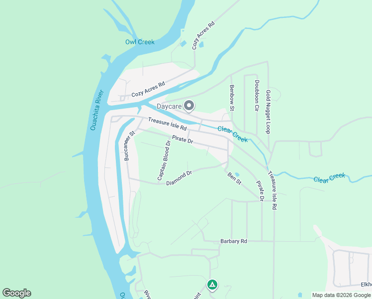 map of restaurants, bars, coffee shops, grocery stores, and more near 345 Pirate Drive in Hot Springs