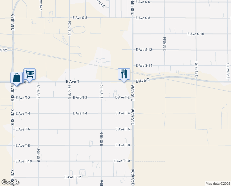 map of restaurants, bars, coffee shops, grocery stores, and more near Avenue T-2 in Los Angeles County