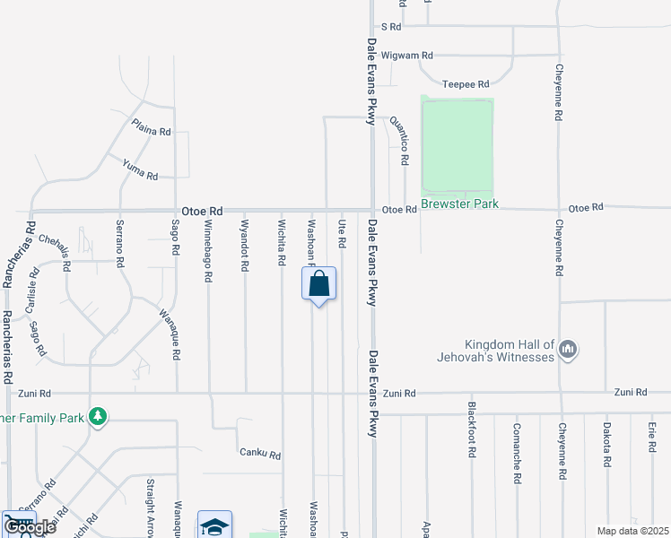map of restaurants, bars, coffee shops, grocery stores, and more near 15970 Ute Road in Apple Valley