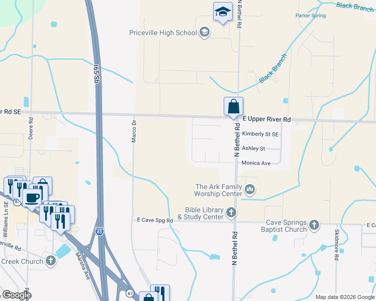 map of restaurants, bars, coffee shops, grocery stores, and more near 13 Pecan Circle in Decatur