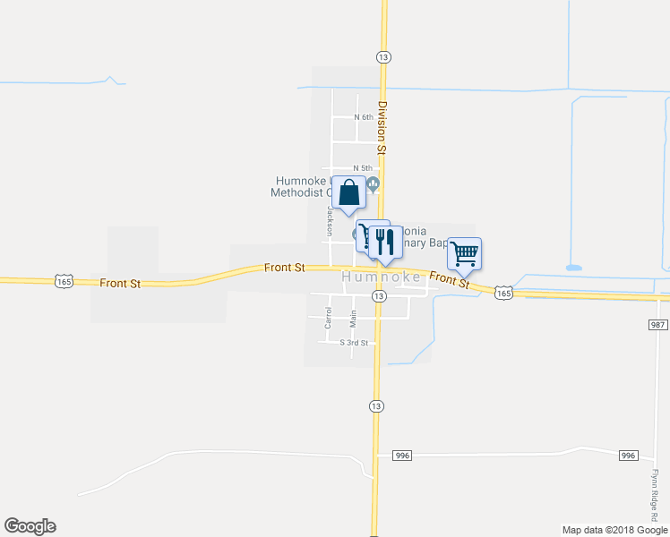 map of restaurants, bars, coffee shops, grocery stores, and more near 7299 U.S. 165 in Humnoke