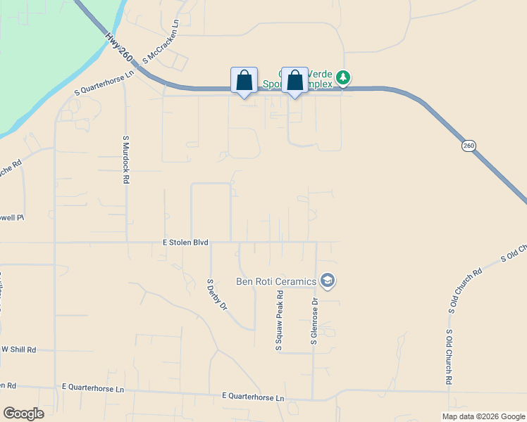 map of restaurants, bars, coffee shops, grocery stores, and more near 722 East Stolen Boulevard in Camp Verde