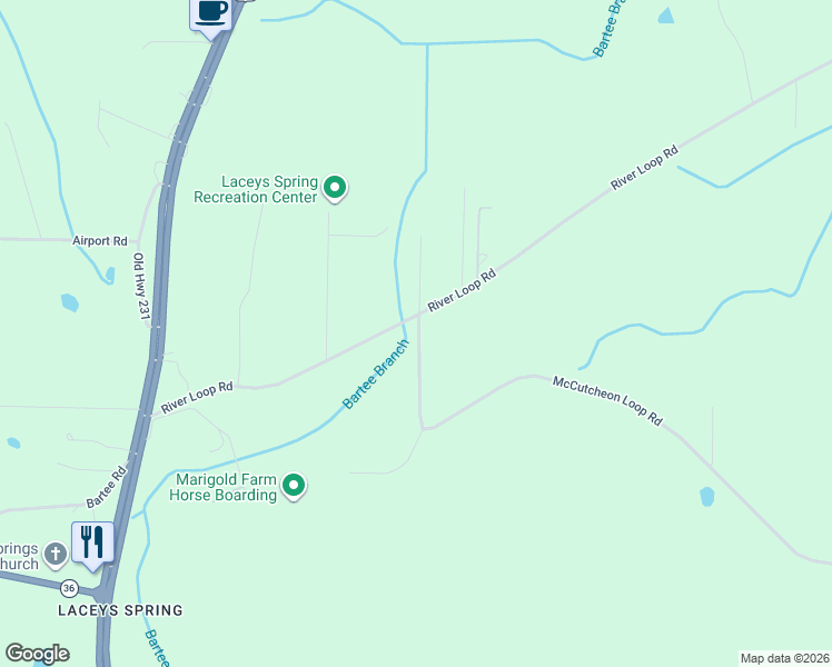 map of restaurants, bars, coffee shops, grocery stores, and more near 8 Streamside Drive in Laceys Spring