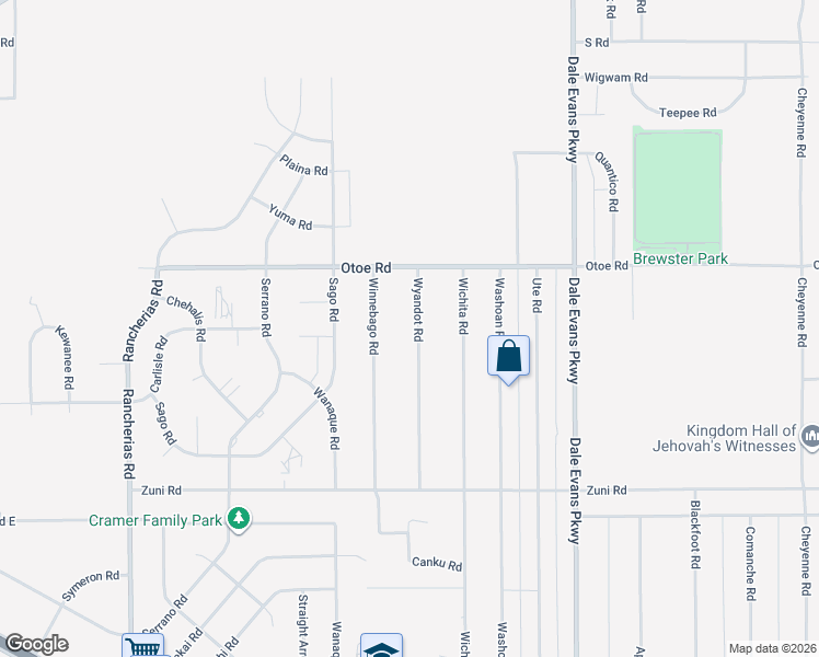 map of restaurants, bars, coffee shops, grocery stores, and more near 15986 Wyandot Road in Apple Valley