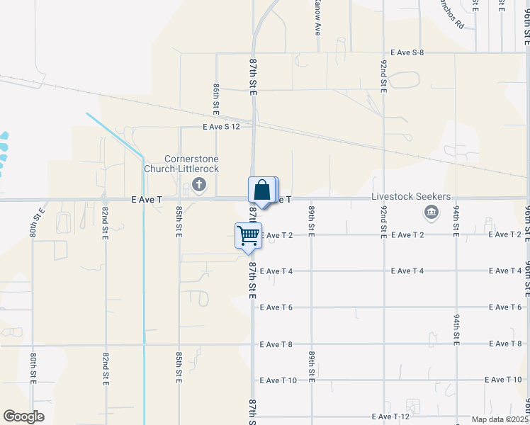 map of restaurants, bars, coffee shops, grocery stores, and more near 8714 East Avenue T in Littlerock