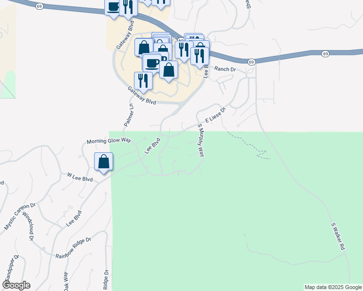 map of restaurants, bars, coffee shops, grocery stores, and more near 3343 East Sundance Circle in Prescott