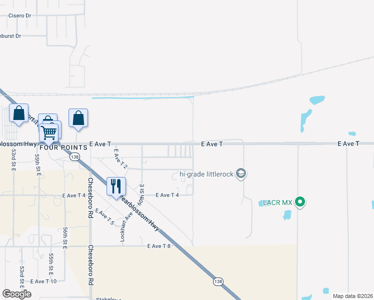 map of restaurants, bars, coffee shops, grocery stores, and more near in Palmdale