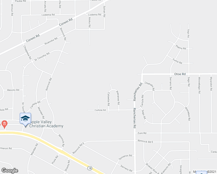 map of restaurants, bars, coffee shops, grocery stores, and more near 15998 Catawba Road in Apple Valley