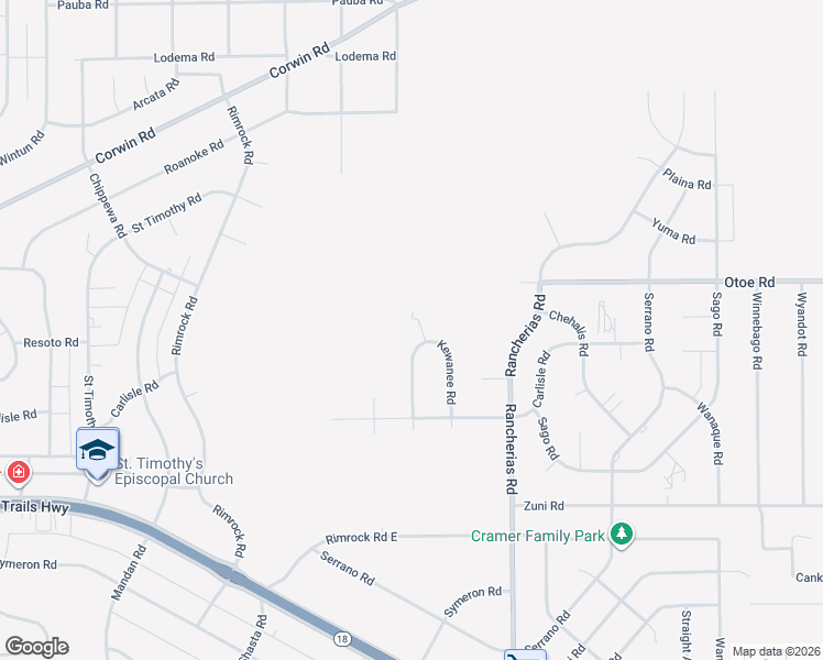 map of restaurants, bars, coffee shops, grocery stores, and more near 15998 Catawba Road in Apple Valley