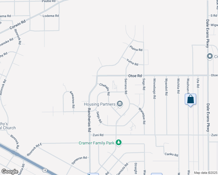 map of restaurants, bars, coffee shops, grocery stores, and more near 16025 Chehalis Road in Apple Valley