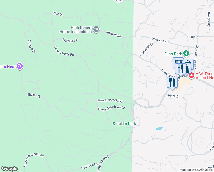 map of restaurants, bars, coffee shops, grocery stores, and more near 1811 Thumb Butte Road in Prescott