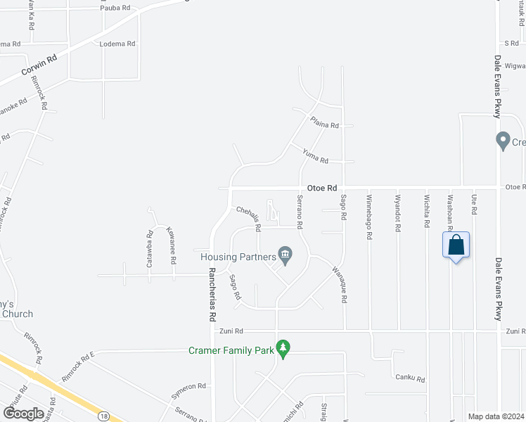 map of restaurants, bars, coffee shops, grocery stores, and more near 20267 Otoe Road in Apple Valley