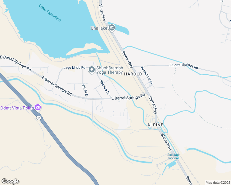 map of restaurants, bars, coffee shops, grocery stores, and more near 36457 Harold 3rd Street in Palmdale