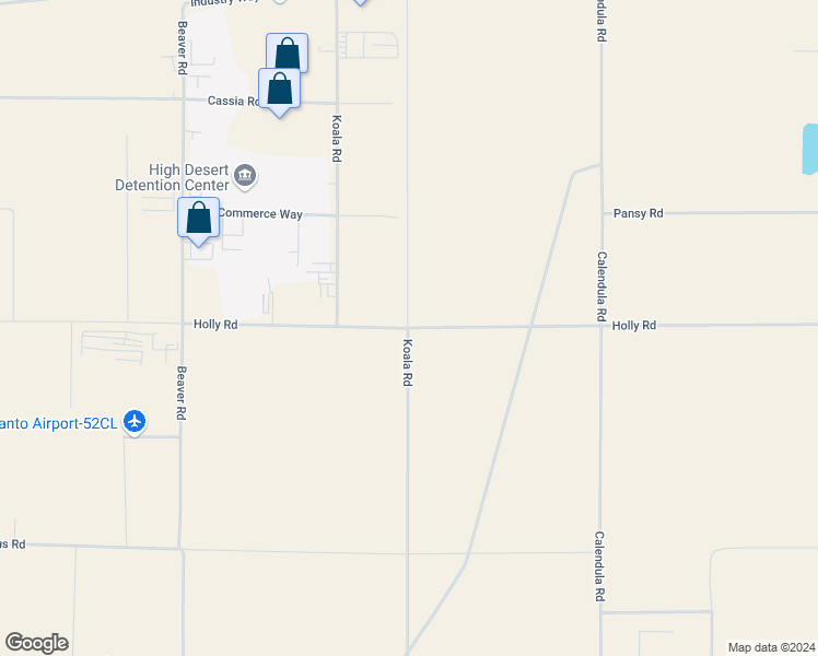 map of restaurants, bars, coffee shops, grocery stores, and more near Holly Road in Adelanto