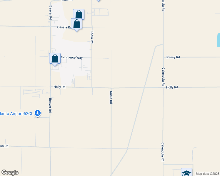 map of restaurants, bars, coffee shops, grocery stores, and more near Holly Road in Adelanto