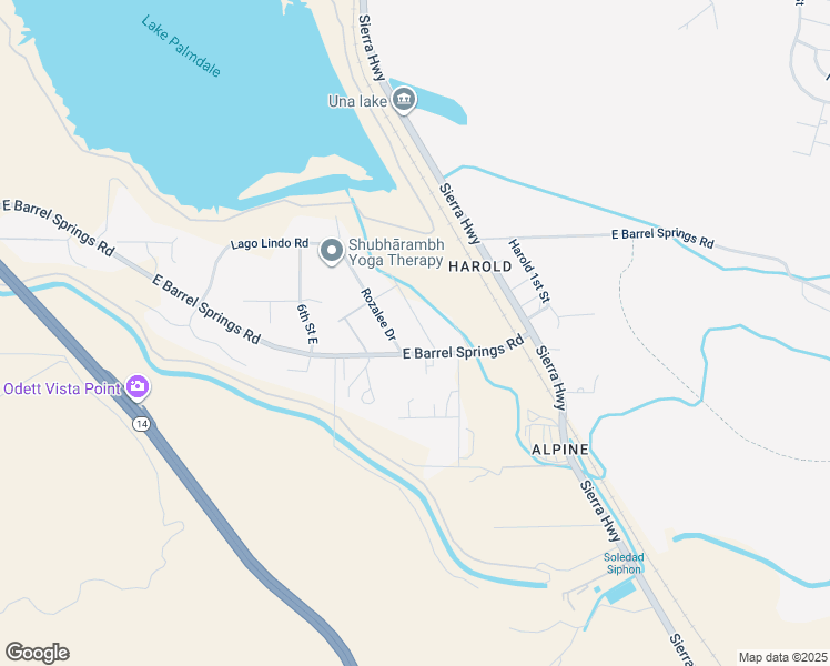 map of restaurants, bars, coffee shops, grocery stores, and more near 36457 Harold 3rd Street in Palmdale