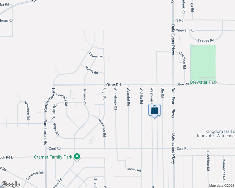 map of restaurants, bars, coffee shops, grocery stores, and more near 16071 Winnebago Road in Apple Valley