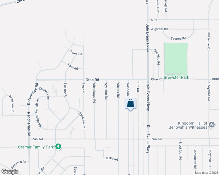 map of restaurants, bars, coffee shops, grocery stores, and more near 16084 Wyandot Road in Apple Valley