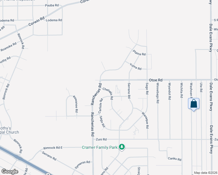 map of restaurants, bars, coffee shops, grocery stores, and more near 16029 Chehalis Road in Apple Valley