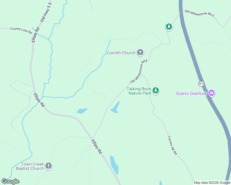 map of restaurants, bars, coffee shops, grocery stores, and more near 365 Old Whitestone Road East in Talking Rock