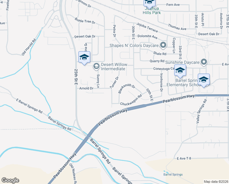 map of restaurants, bars, coffee shops, grocery stores, and more near 36498 Blacksmith Drive in Palmdale