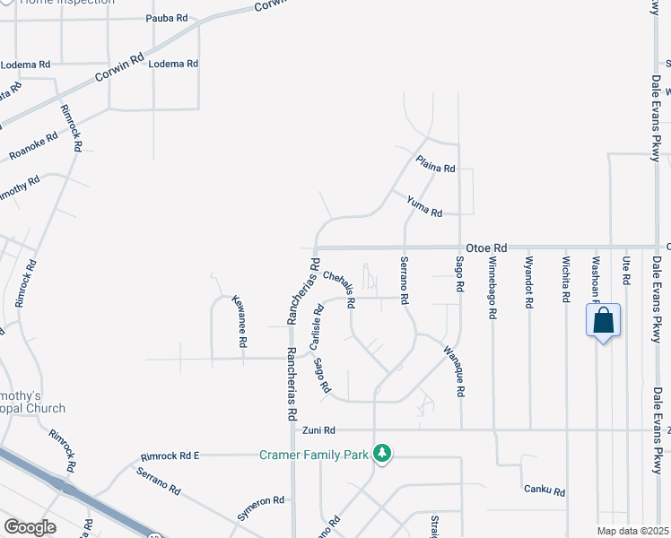 map of restaurants, bars, coffee shops, grocery stores, and more near 16031 Chehalis Road in Apple Valley