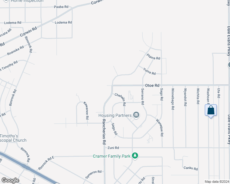 map of restaurants, bars, coffee shops, grocery stores, and more near 20193 Otoe Road in Apple Valley