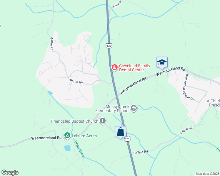 map of restaurants, bars, coffee shops, grocery stores, and more near 3751 U.S. 129 in Cleveland