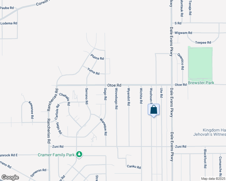 map of restaurants, bars, coffee shops, grocery stores, and more near 16070 Winnebago Road in Apple Valley