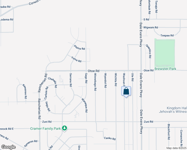 map of restaurants, bars, coffee shops, grocery stores, and more near 16070 Winnebago Road in Apple Valley