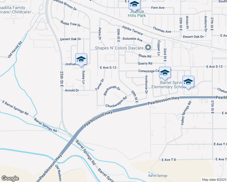 map of restaurants, bars, coffee shops, grocery stores, and more near 36446 Crimson Court in Palmdale