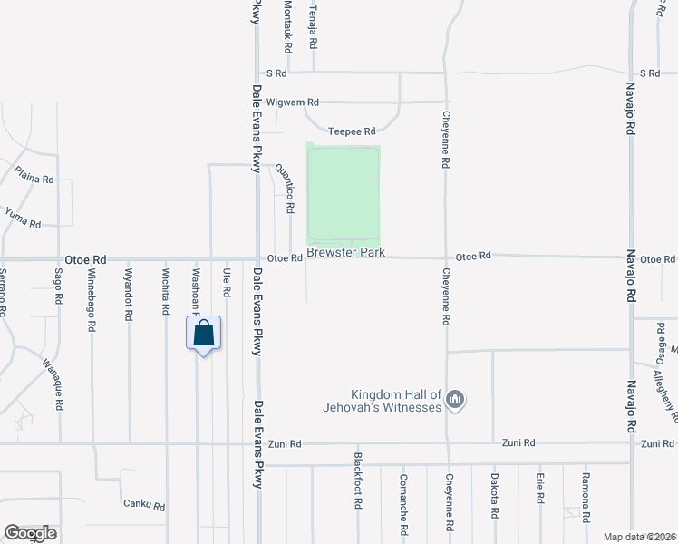 map of restaurants, bars, coffee shops, grocery stores, and more near 21027 Otoe Road in Apple Valley