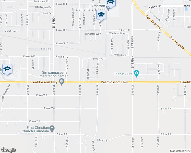 map of restaurants, bars, coffee shops, grocery stores, and more near 4313 Chalone Drive in Palmdale