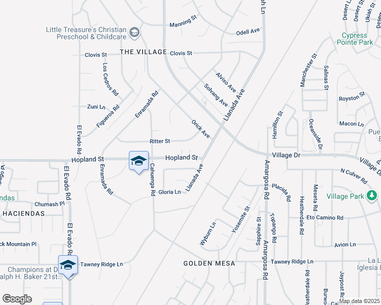 map of restaurants, bars, coffee shops, grocery stores, and more near 15012 Hopland Street in Victorville