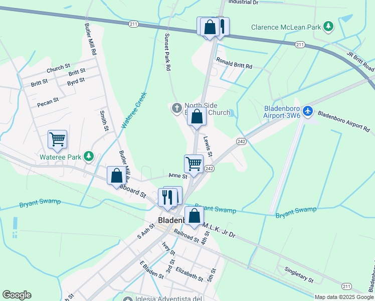 map of restaurants, bars, coffee shops, grocery stores, and more near Main Street in White Lake