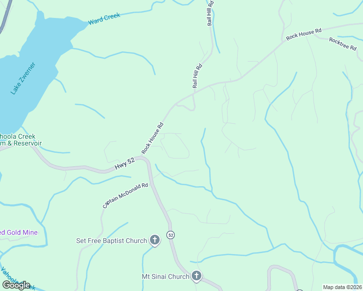 map of restaurants, bars, coffee shops, grocery stores, and more near 156 Pointe Circle in Dahlonega