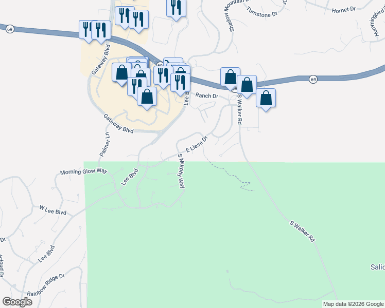 map of restaurants, bars, coffee shops, grocery stores, and more near 2 Dressage Circle in Prescott