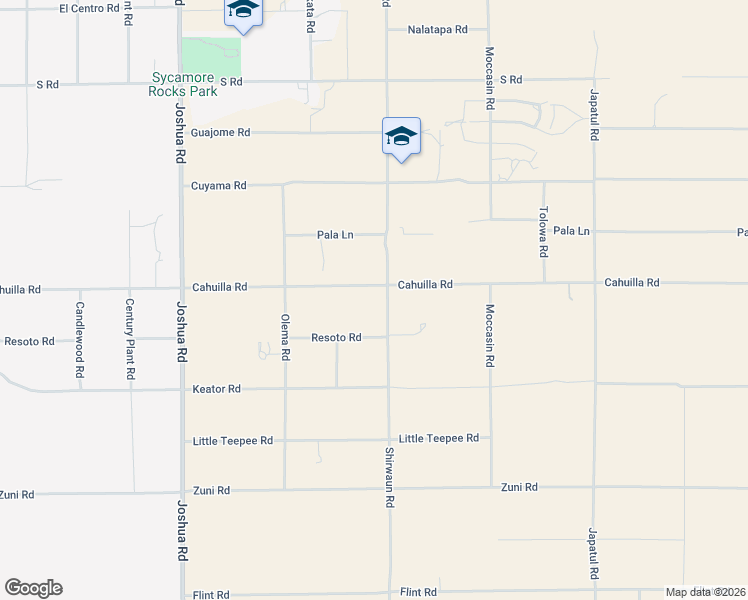 map of restaurants, bars, coffee shops, grocery stores, and more near 23677 Cahuilla Road in Apple Valley