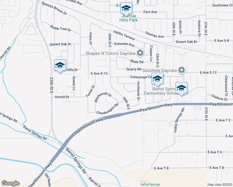 map of restaurants, bars, coffee shops, grocery stores, and more near 36463 30th Street East in Palmdale