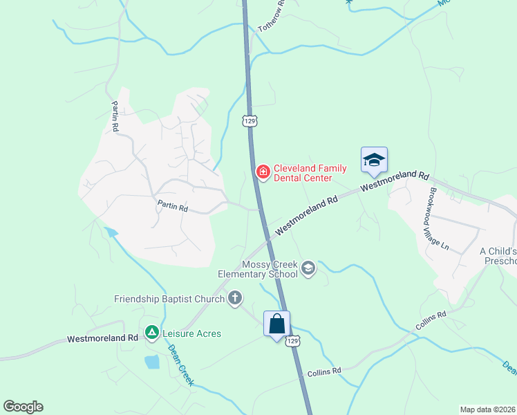map of restaurants, bars, coffee shops, grocery stores, and more near 3751 U.S. 129 in Cleveland