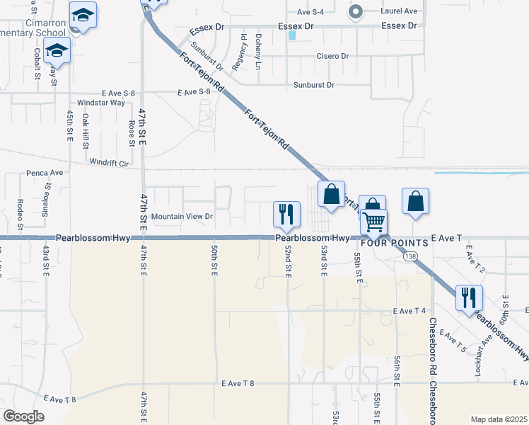 map of restaurants, bars, coffee shops, grocery stores, and more near 36442 FIELDGLASS Court in Palmdale
