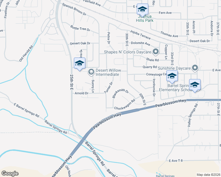 map of restaurants, bars, coffee shops, grocery stores, and more near 36460 Turner Drive in Palmdale