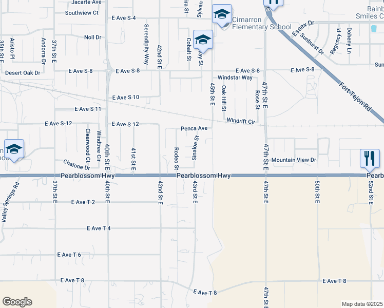 map of restaurants, bars, coffee shops, grocery stores, and more near 4313 Chalone Drive in Palmdale