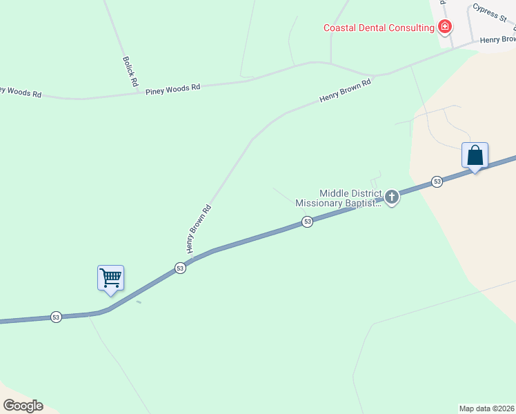 map of restaurants, bars, coffee shops, grocery stores, and more near 2089 Henry Brown Road in Burgaw