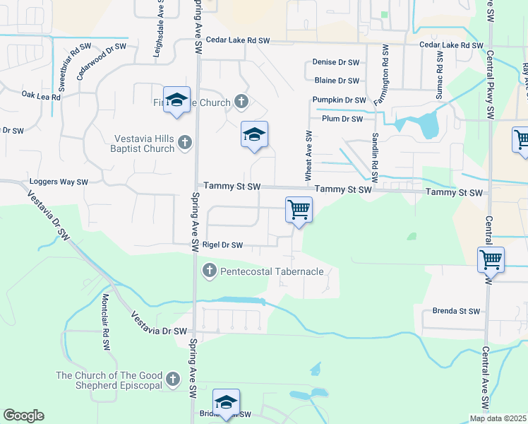 map of restaurants, bars, coffee shops, grocery stores, and more near 3403 Tanglewood Drive Southwest in Decatur