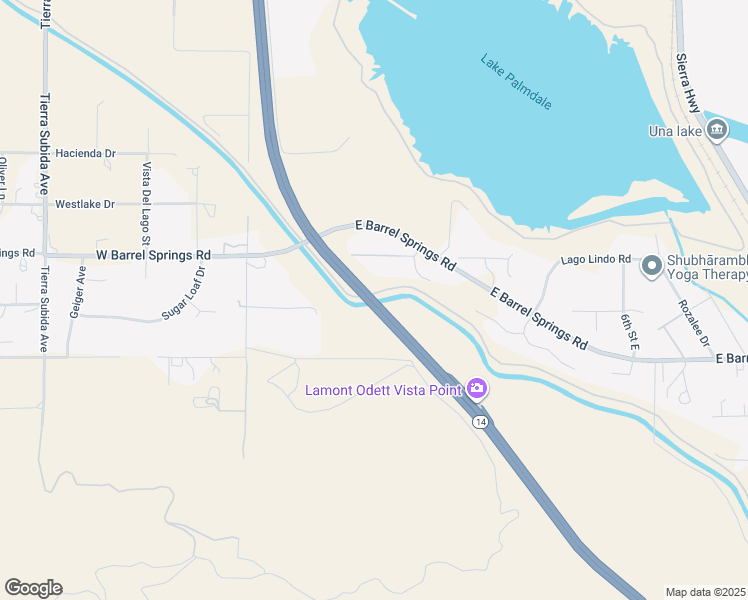 map of restaurants, bars, coffee shops, grocery stores, and more near California 14 in Palmdale