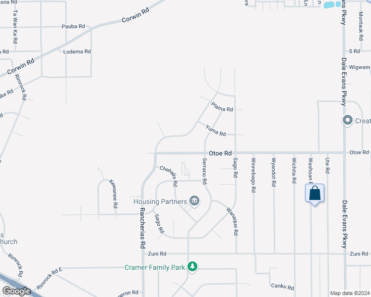 map of restaurants, bars, coffee shops, grocery stores, and more near 16165 Rancherias Road in Apple Valley