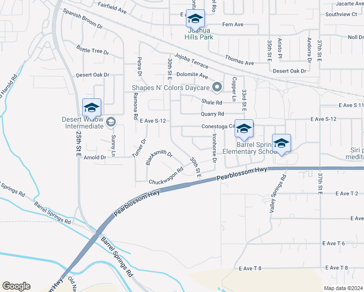 map of restaurants, bars, coffee shops, grocery stores, and more near 3018 Coyote Road in Palmdale