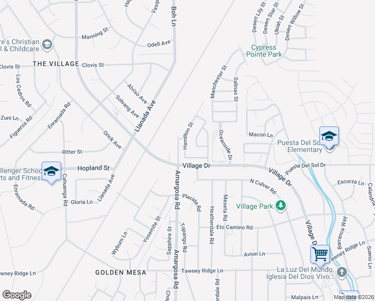 map of restaurants, bars, coffee shops, grocery stores, and more near 16137 Hamilton Street in Victorville