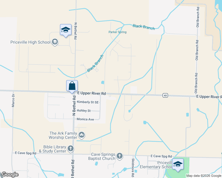 map of restaurants, bars, coffee shops, grocery stores, and more near 486 East Upper River Road in Decatur